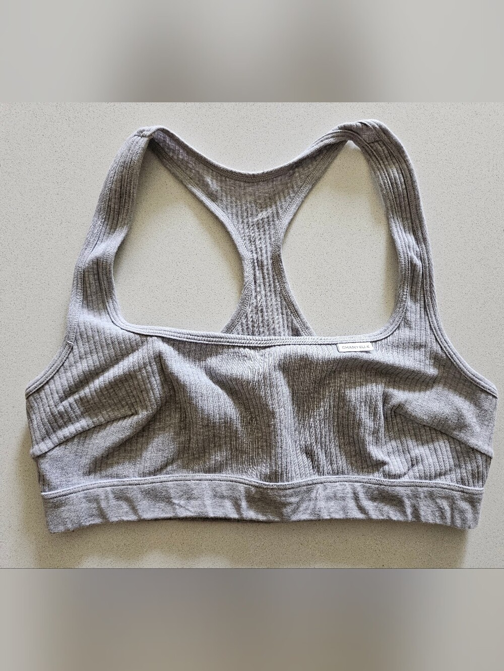 Chantelle Cotton Comfort Bralette Medium Heather Gray Square Neck Racerback Rib